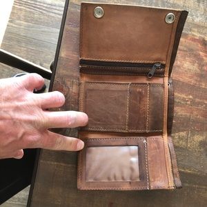 Harley-Davidson Brown Leather Tri-fold Wallet